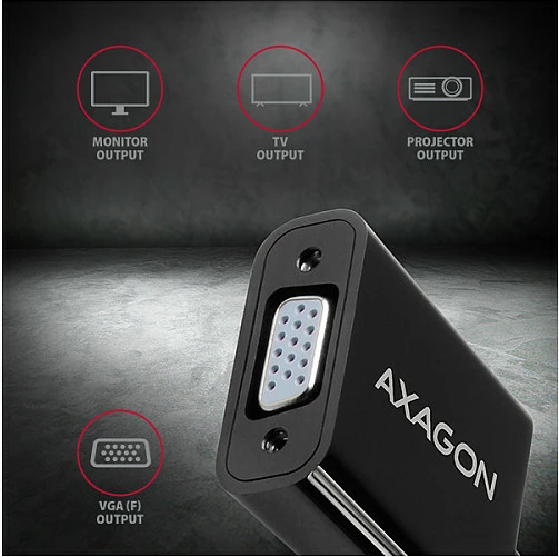 Adapter DisplayPort në VGA Axagon RVD-VGN, WUXGA, i zi