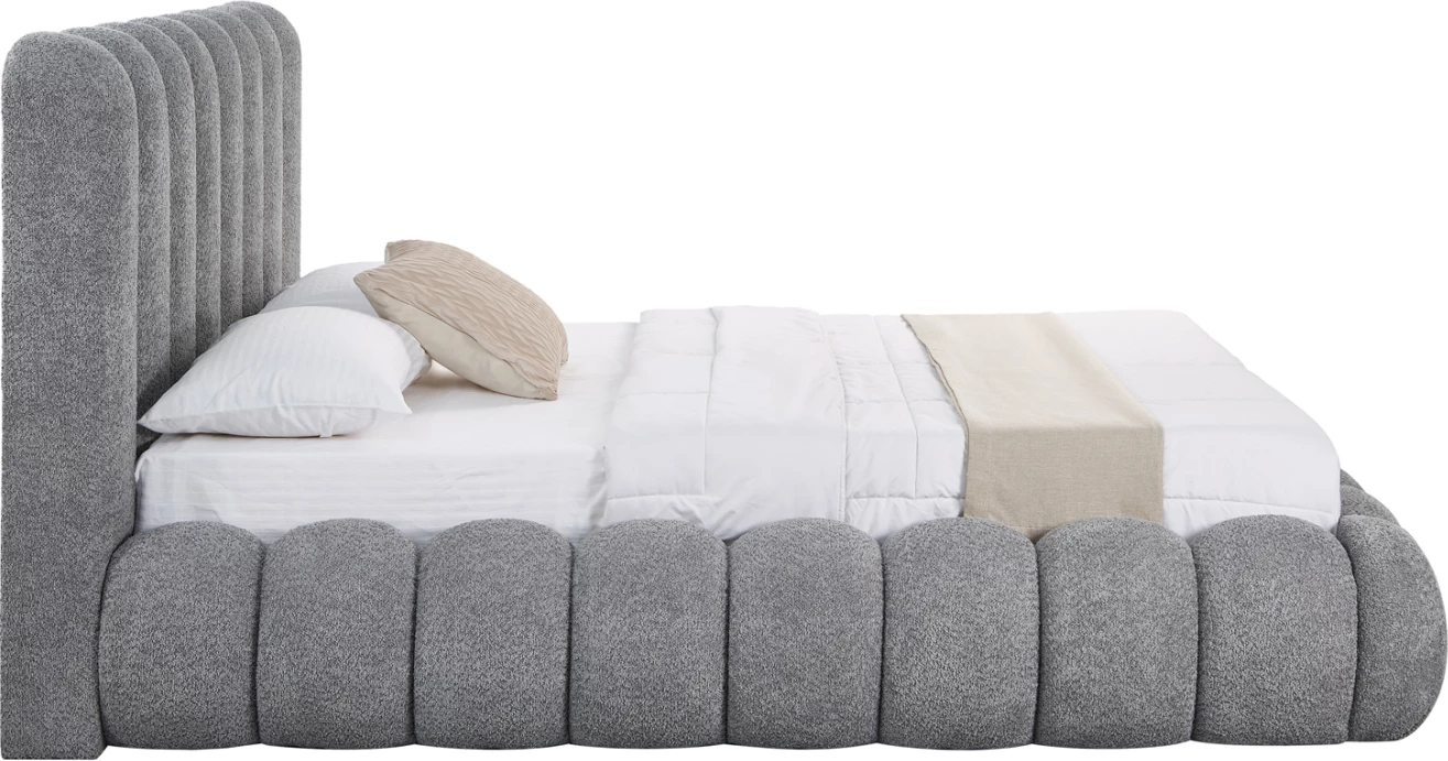 Krevat dopio me hapësirë për depo, BUBBLE CD727.01, stof CHENILLE gri, dyshek 160x200cm
