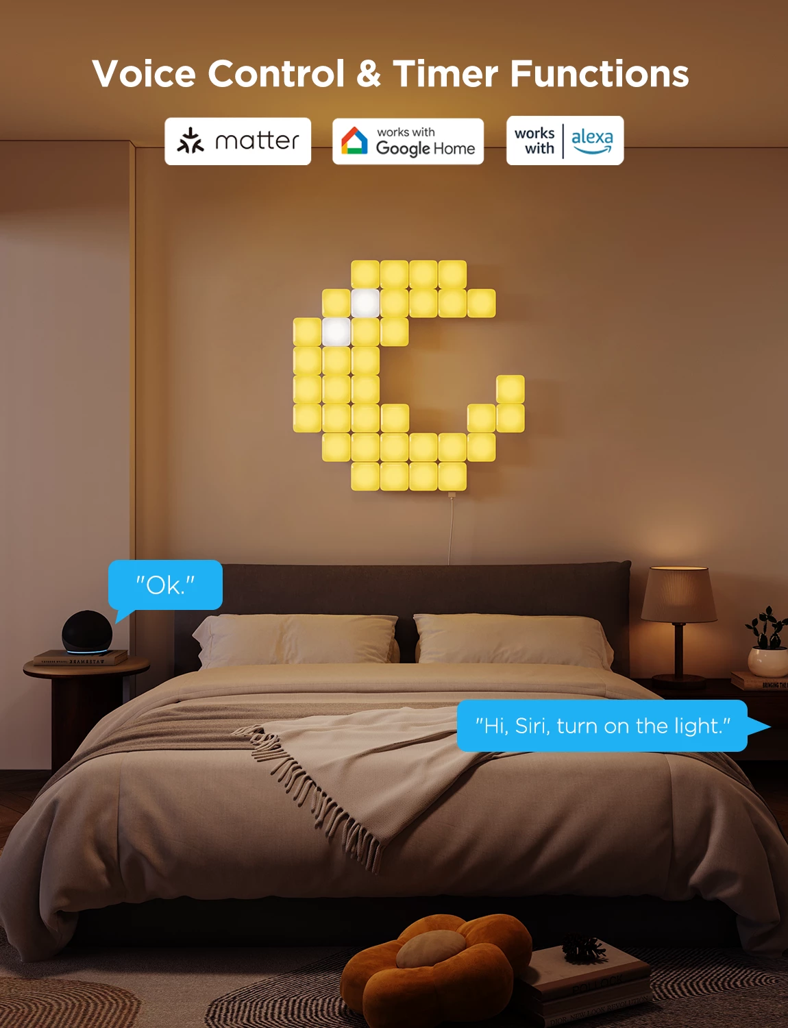 Panel dritash LED smart Govee Mini Panel Lights, RGBIC, Wi‑Fi, Matter, 10 copë