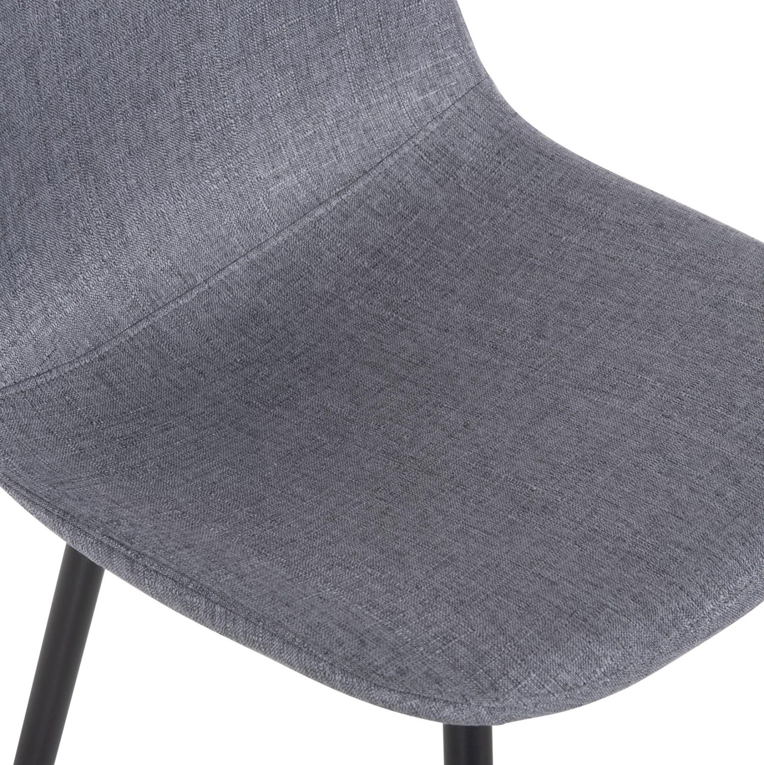 Karrige ngrënieje LEONARDO FH00100.26, pëlhurë gri & këmbë metali të zeza, 42x49,5x89H cm., set prej 4 copë