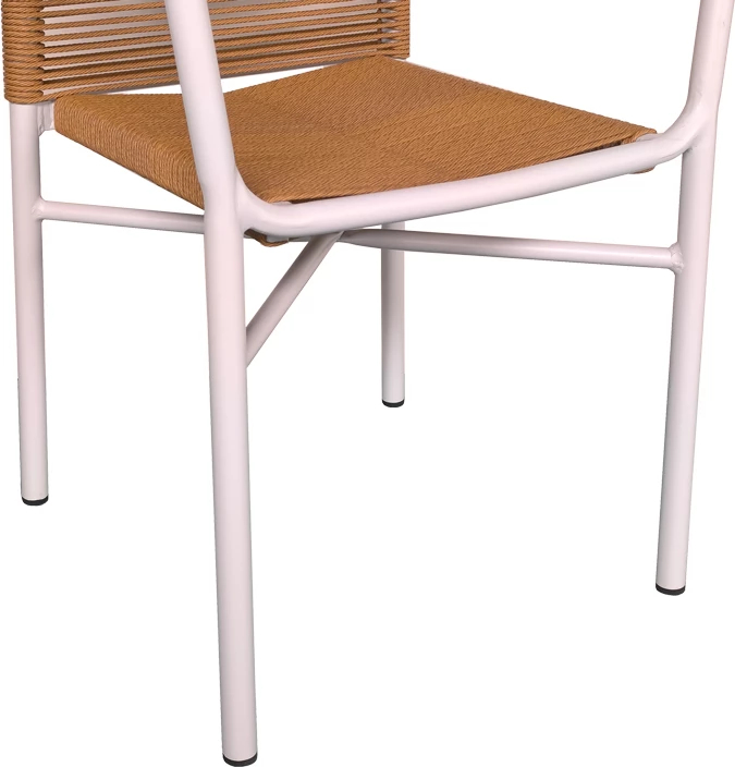 Karrige alumini Clutch e grumbullueshme kornizë e bardhë-ratan natyral 55x56x80cm