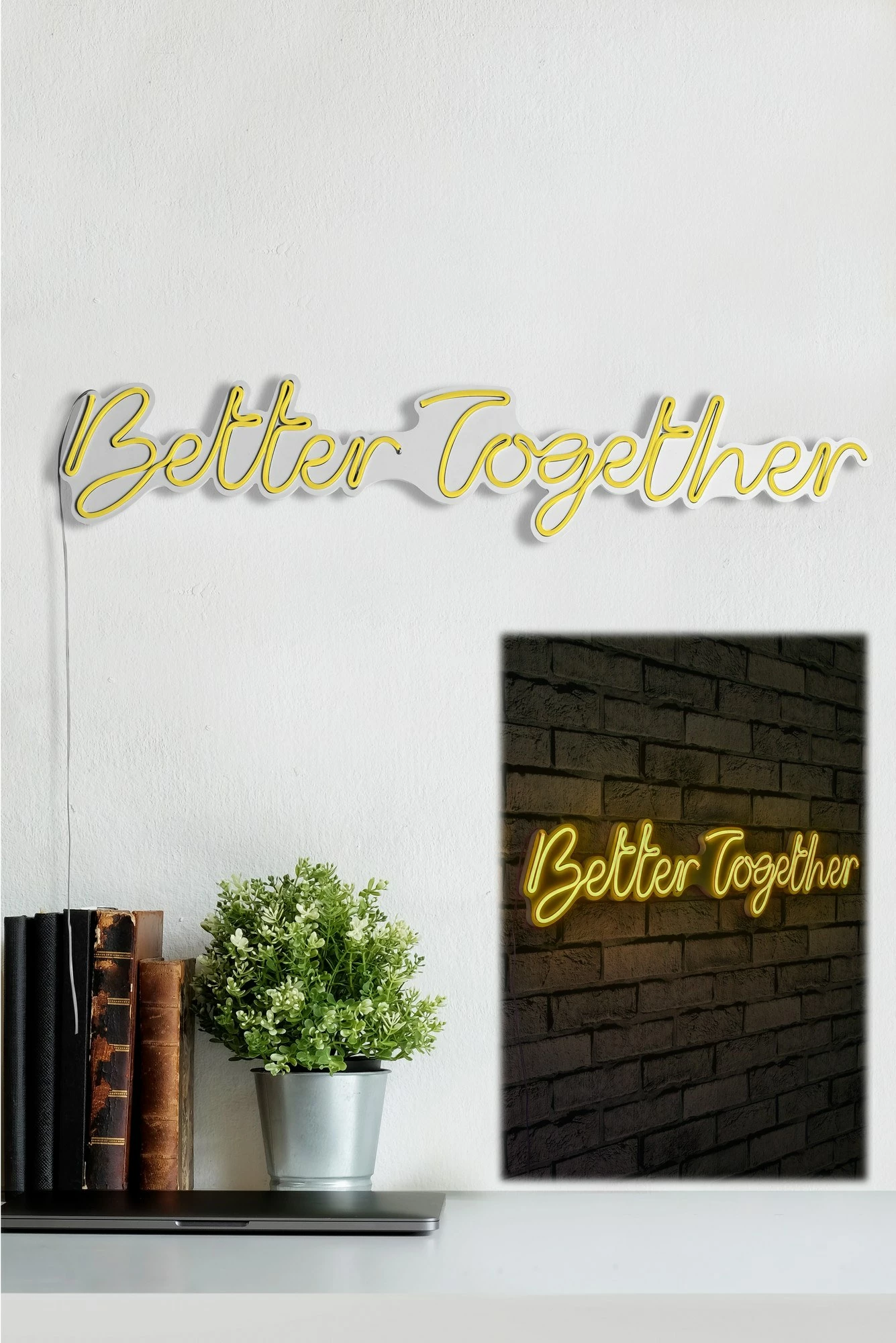Dekor dritash LED plastike, Better Together, ngjyrë e verdhë