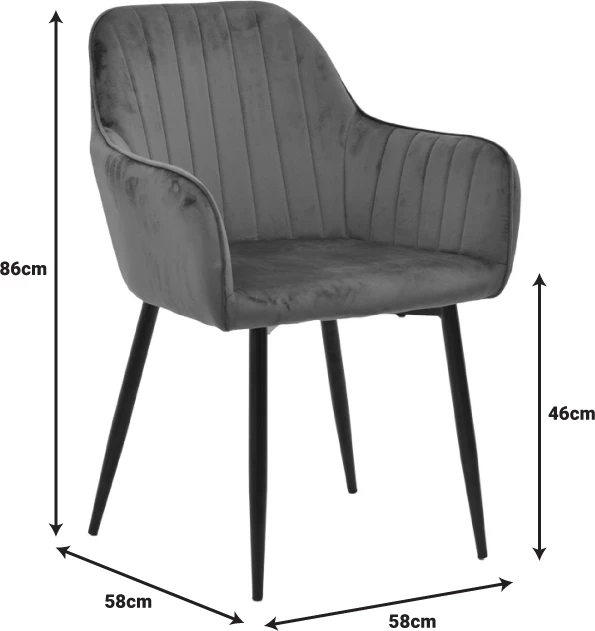 Karrige Noor, kadife bezhë, këmbë metalike të zeza, set prej 2 copash, 58x58x86cm