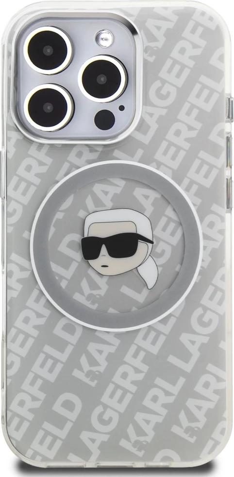 Mbështjellës Karl Lagerfeld IML Karl Head Logo MagSafe për iPhone 16 Pro Max, Hardcase TPU/PC, Gri, në kuti