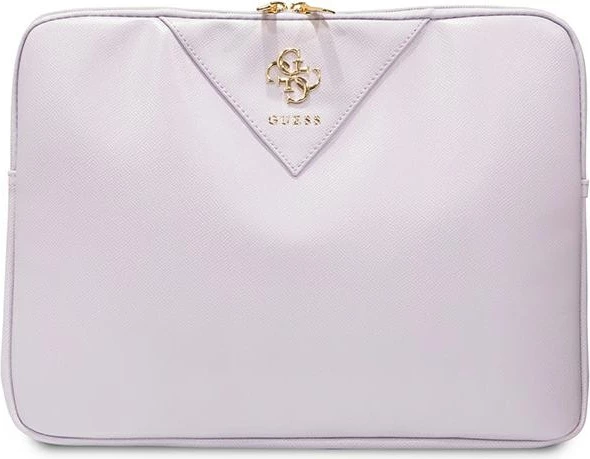 Mbështjellës laptopi Guess ZIP Leather Triangle, 14 inç, lëkurë ekologjike, vjollcë