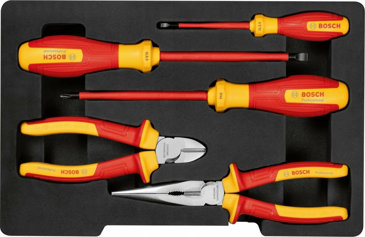 Set veglash dore të izoluara VDE Bosch Professional 5 copë, 1000V, insert L-BOXX