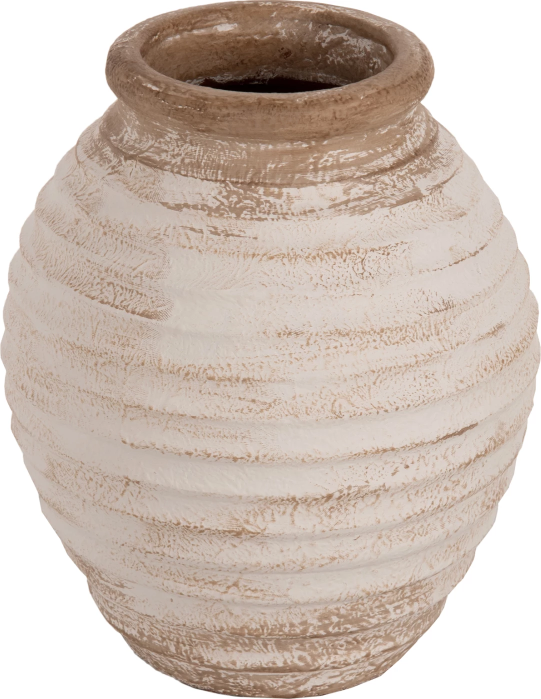 Vazo dekorative për dysheme PYDNA FH7939 terrakota, ngjyrë e bardhë-bezhë antike, Φ25x30H cm