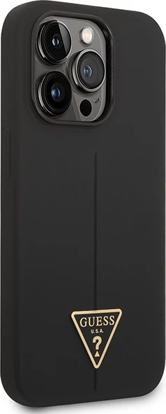 Mbështjellës Guess GUHCP14LSLTGK për iPhone 14 Pro 6.1", silikon, i zi