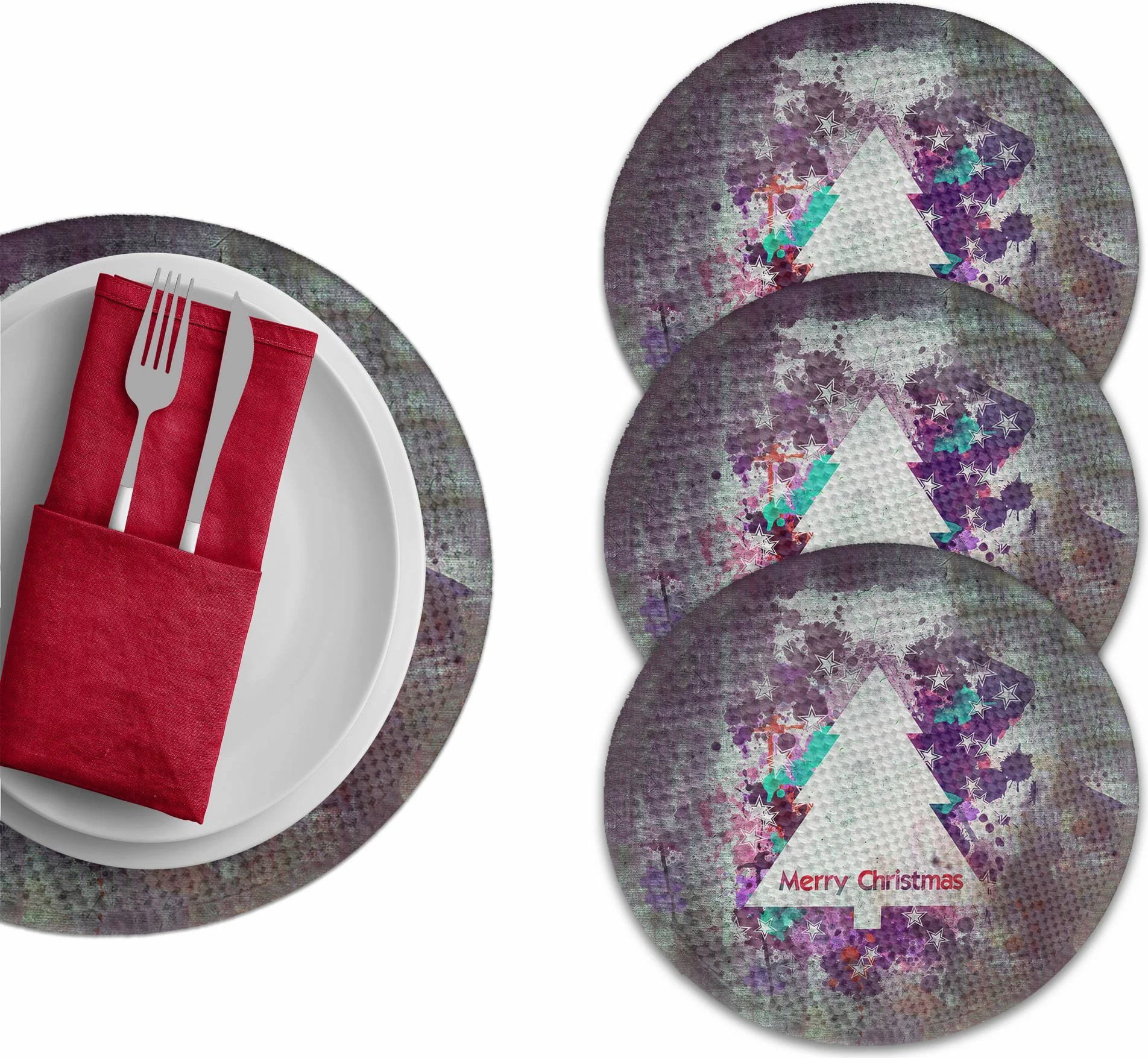 Set nënshtruesish tavoline Hermia Concept, shumëngjyrësh, 4 copë, 37cm