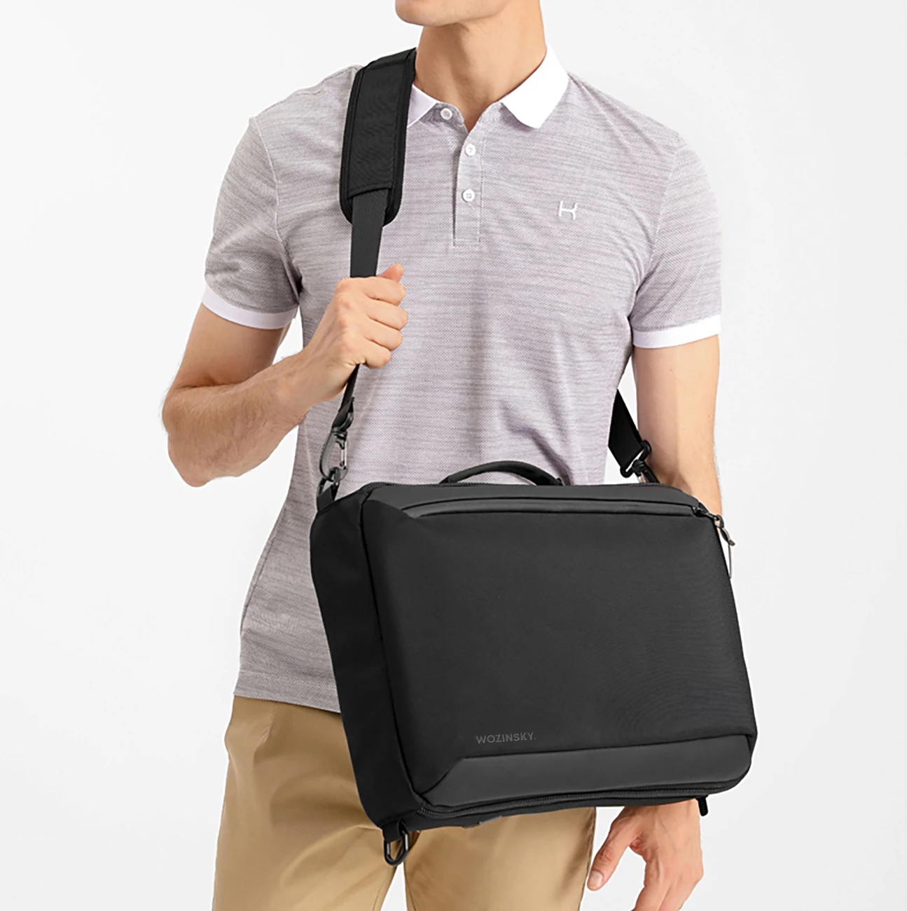 Çantë shpine/laptopi Wozinsky Premium 15.6 inç, me port USB, e zezë