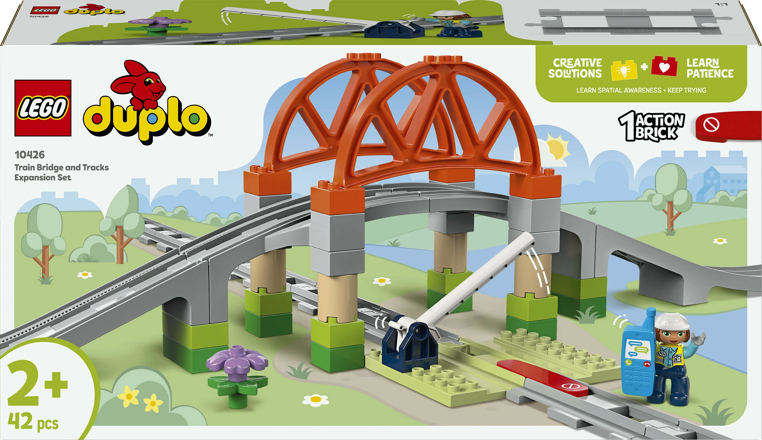 Set ndërtimi LEGO DUPLO 10426, ura treni dhe shina, 42 pjesë, multikolor