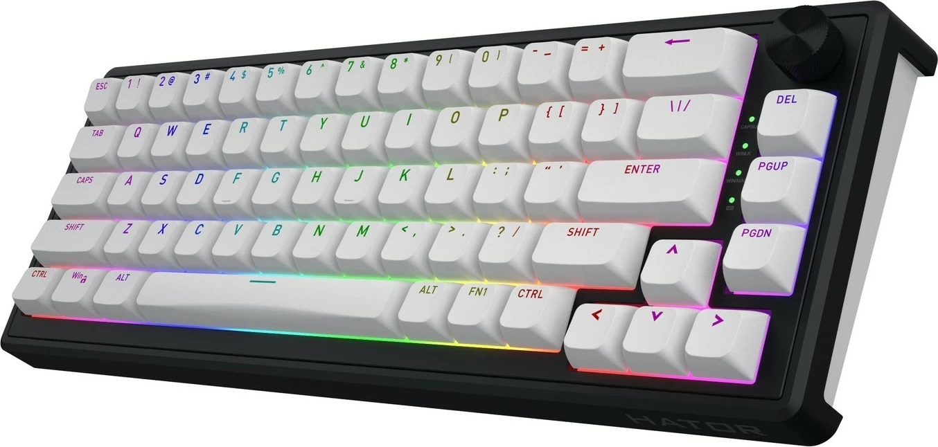 Tastierë mekanike Hator Skyfall 65 wireless, RGB, hot-swap, anglisht, bardhë-zezë