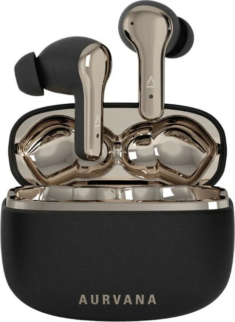 Kufje in-ear pa tela, Creative Labs Aurvana Ace SXFI 51EF1250AA000, Bluetooth 5.3, ANC hibride, 28 orë, me kasë karikimi, e zezë/ari