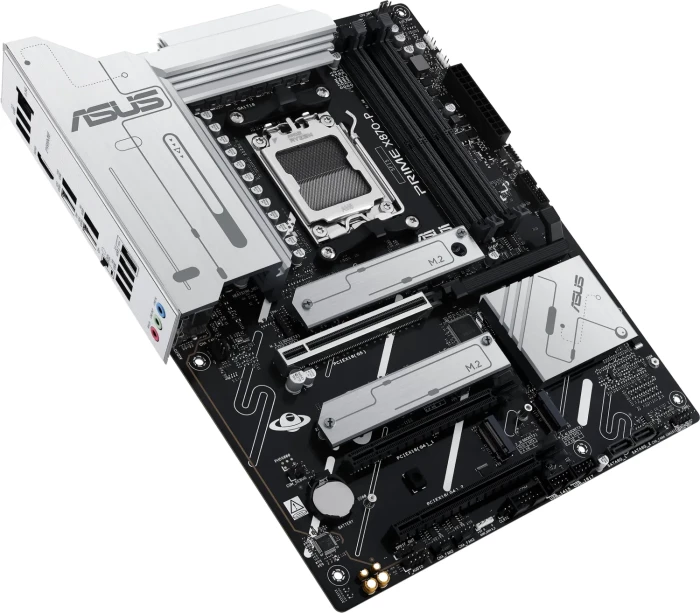 Pllakë amë ASUS PRIME X870-P, AM5, ATX, DDR5 deri 256GB, USB4, 2.5GbE, HDMI, zi/argjend