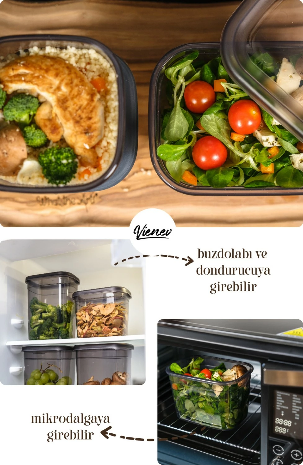 Set kontejnerësh për ruajtje Vienev Peggy, set me 5 kontejner, anthracite