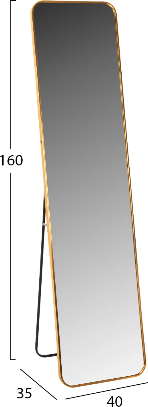 Pasqyrë qëndruese BOELY FH9577.30, kornizë alumini ari, 40x35x160H cm