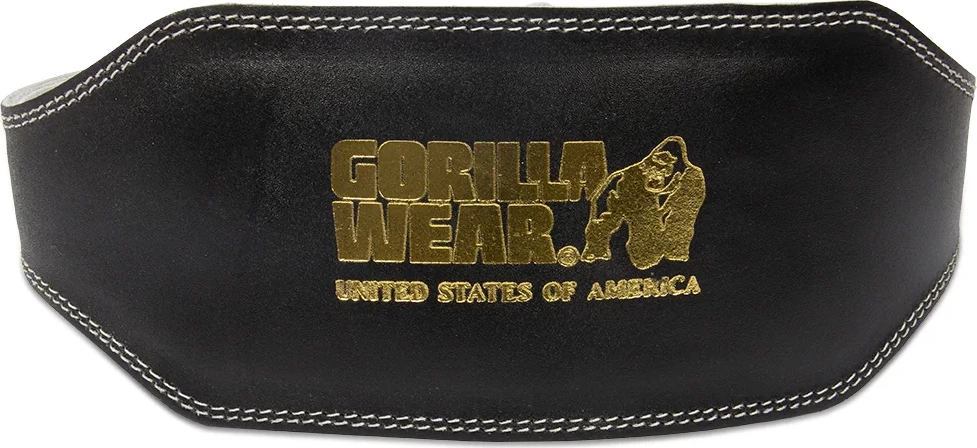 Gorilla Wear 6 Inch Padded Leather Lifting Belt - Black/Gold [Madhësia: L/XL]