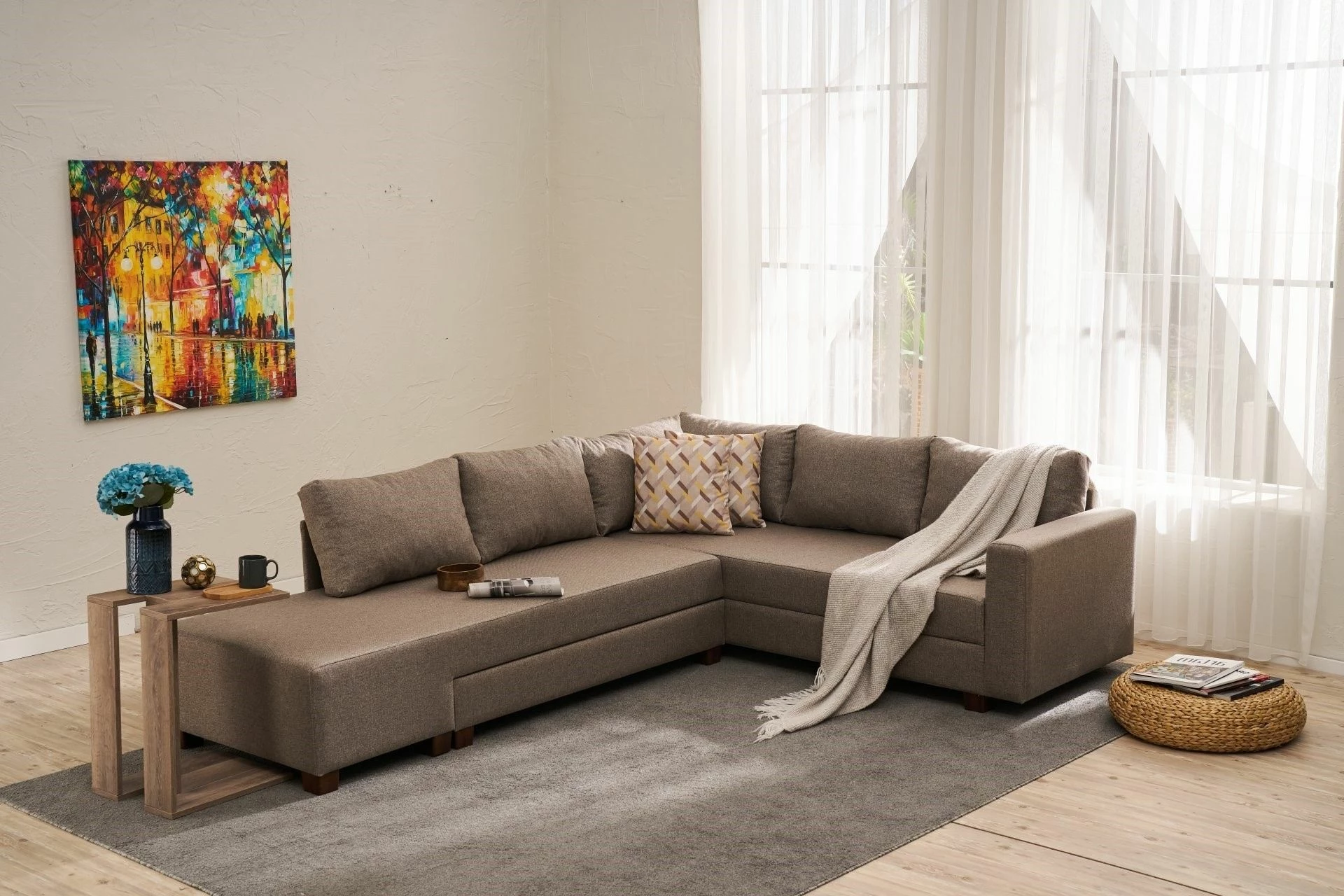 Kënd-sofë krevate Atelier del Sofa, Aly Arzilla, kënd i majtë, ngjyrë kafe