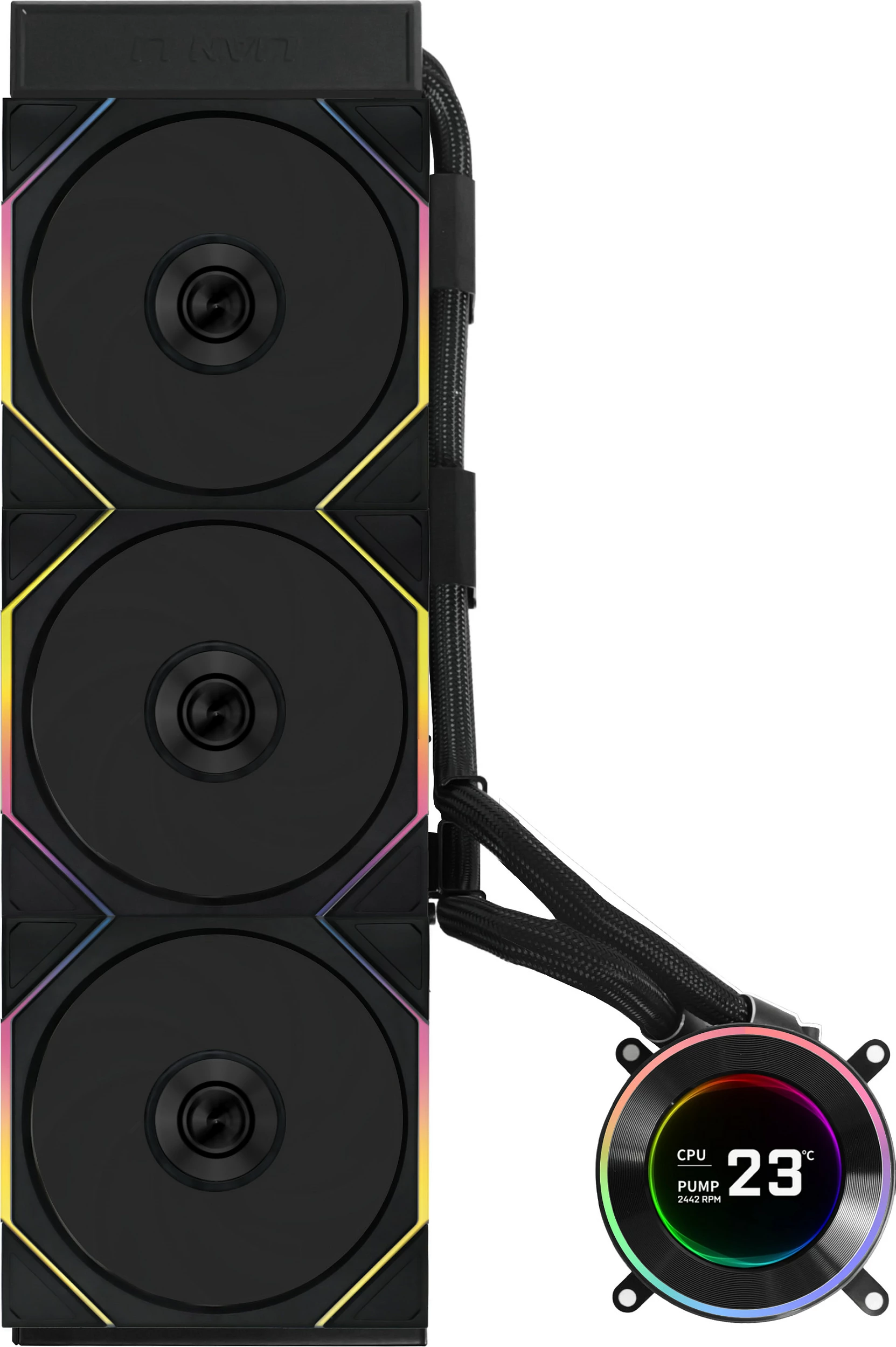 Ftohës CPU me ujë AiO Lian Li HYDROSHIFT II LCD-C 360TL, radiator 360mm, LCD, RGB, i zi