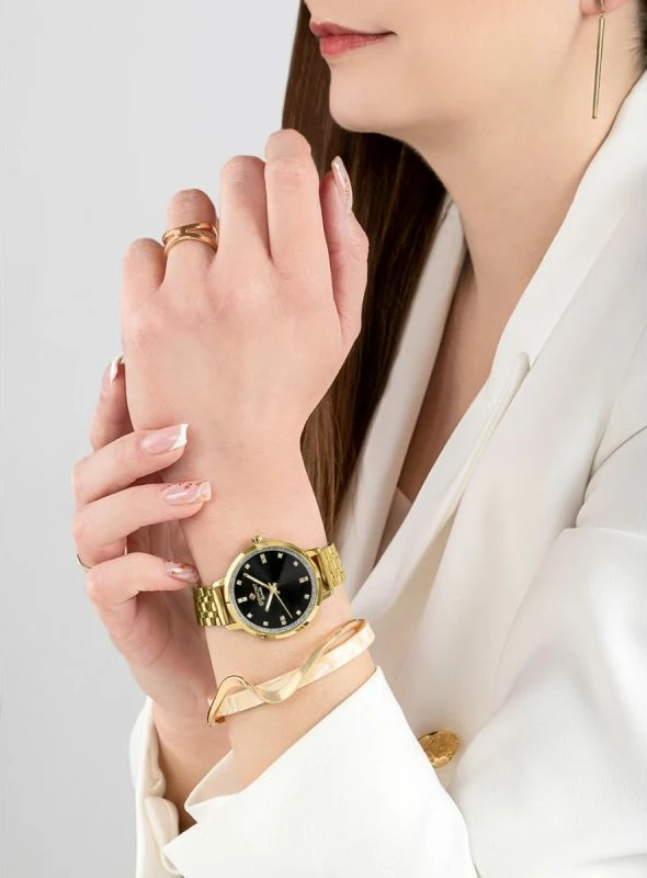 Orë dore për femra Giewont GW7370-B4, e zezë dhe e artë