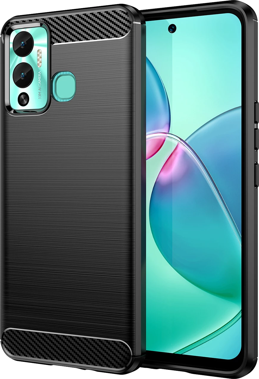 Mbështjellës Hurtel Carbon Case për Infinix Hot 12 Play / Hot 12 Play NFC, TPU, i zi