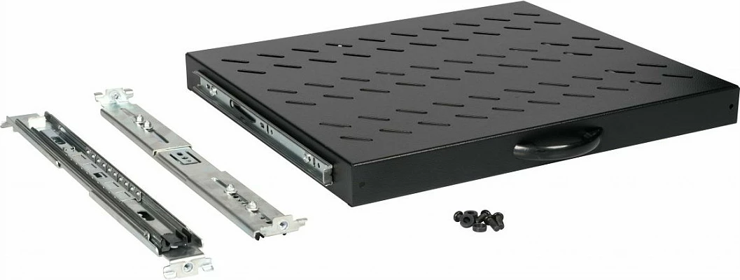 Raft rrëshqitës EQUIP 19" 1U 600mm, i zi