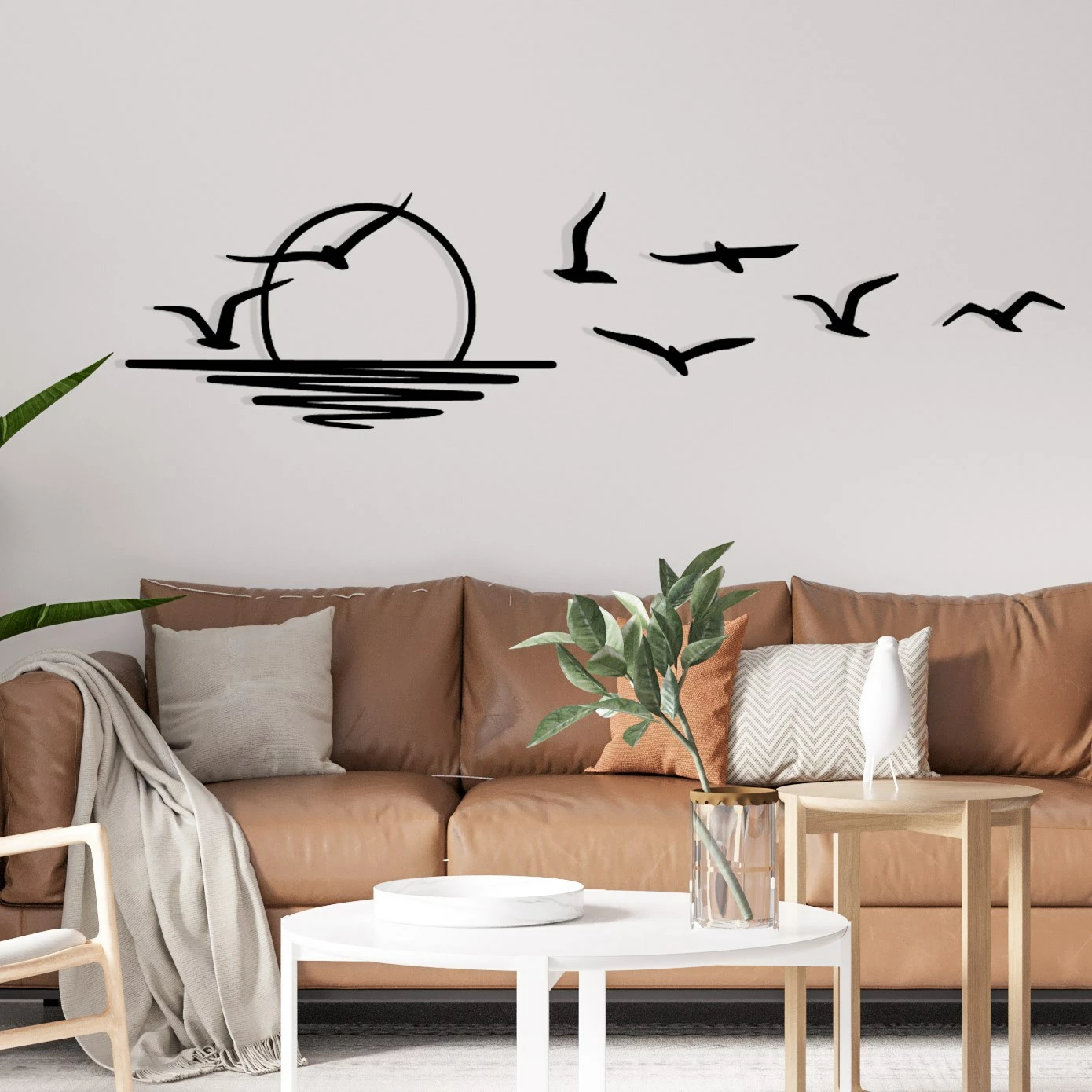 Aksesor dekorativ metalik për mur Wallity, Spiaggia, ngjyrë e zezë, 115x49cm