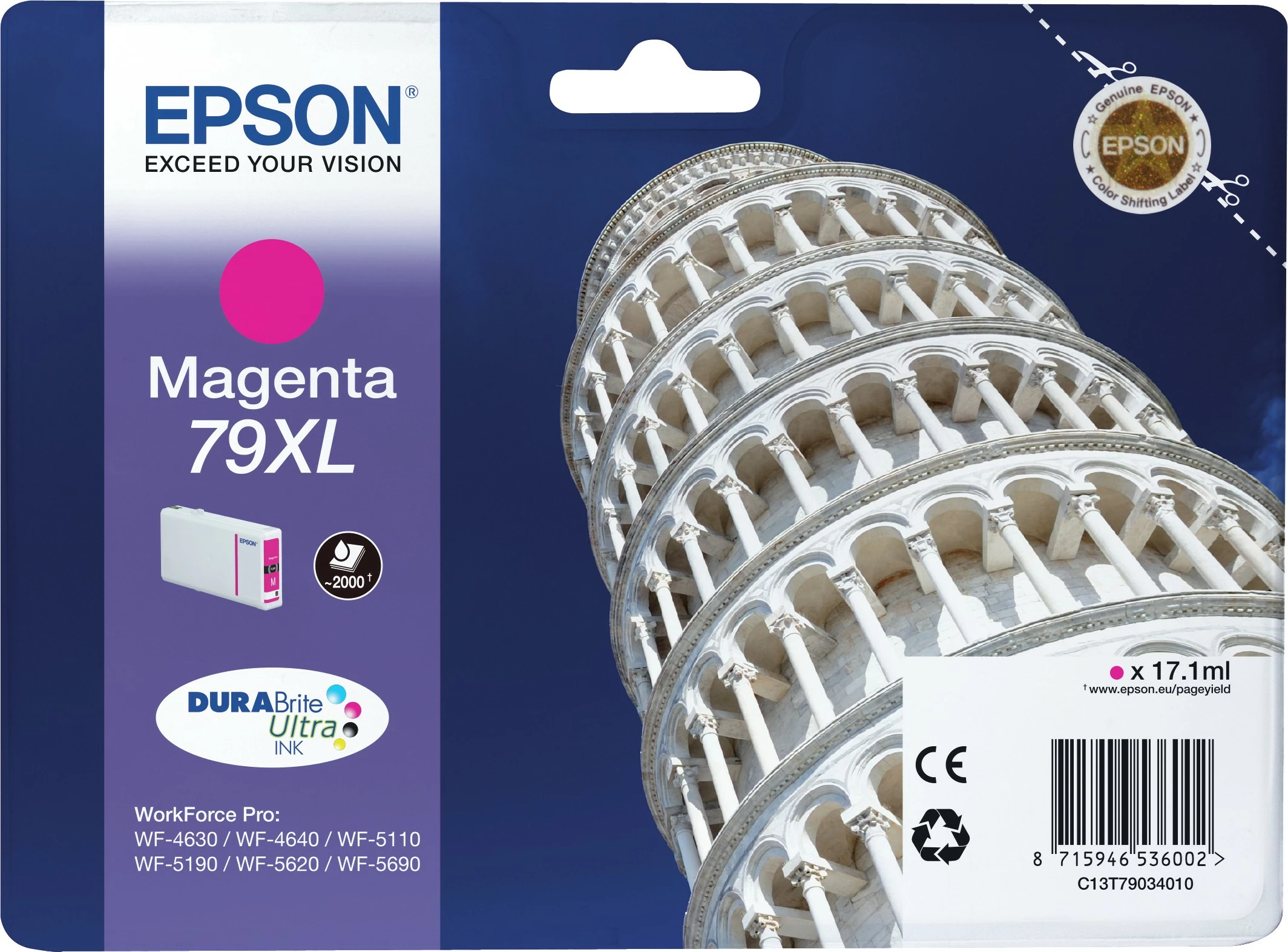 Toner Epson Tower of Pisa 79XL DURABrite Ultra Ink, Magenta, XL