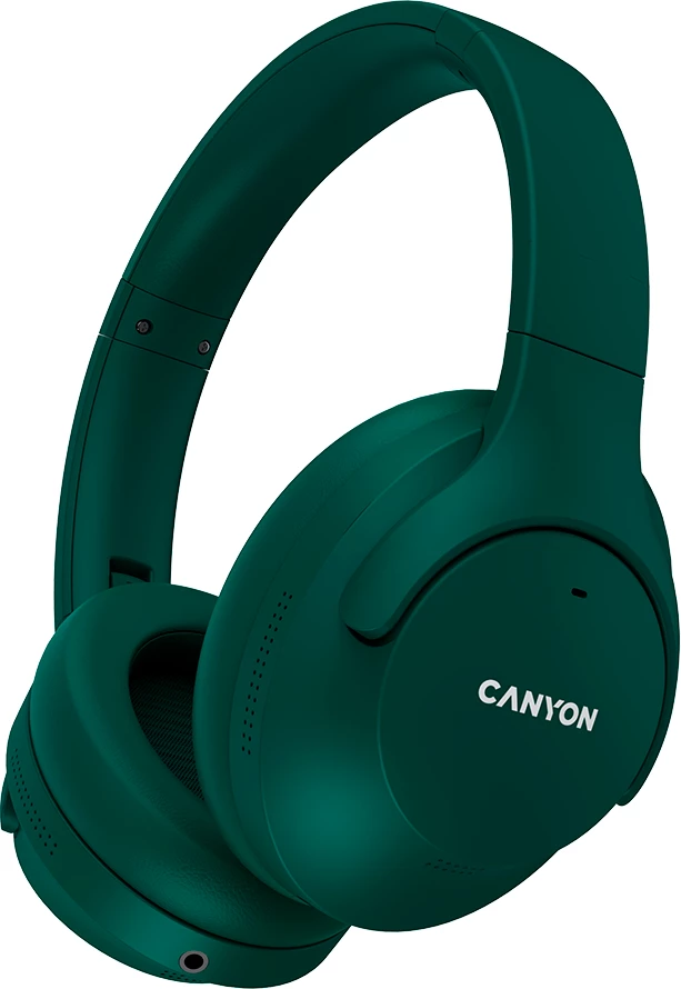 Kufje CANYON OnRiff 10 ANC Bluetooth 5.3, over-ear, 25h, USB-C, 3.5mm, jeshile, me kabllo audio + kabllo karikimi