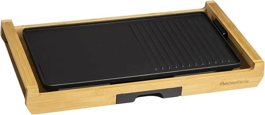 Grill tavoline elektrik Melchioni Bamboo Grill 118380030, 1800W, bambu, kafe