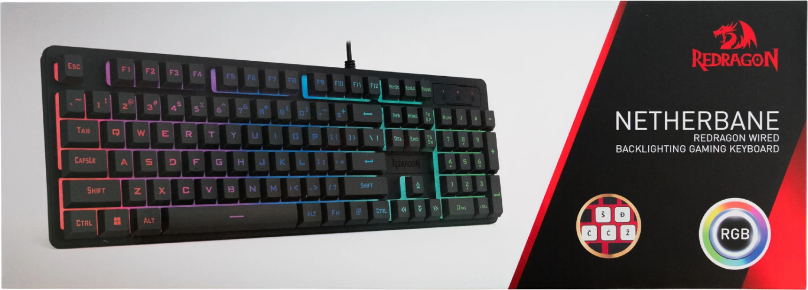 Tastierë gaming Redragon Netherbane K521, RGB, 104 taste, USB-C, SLO/CRO layout, e zezë
