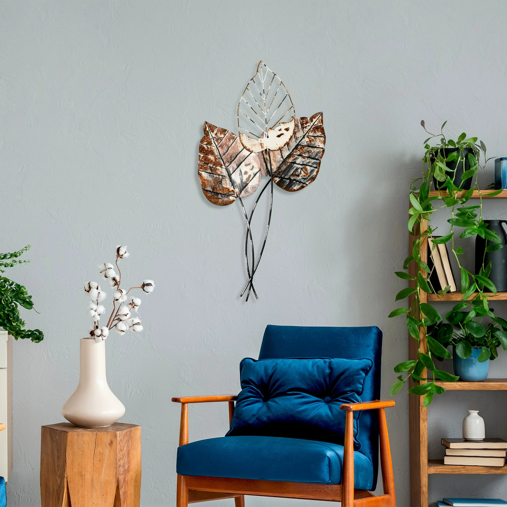 Aksesor dekorativ muri prej metali, Wallity, Fall 1, kafe dhe e zezë, 45x85cm