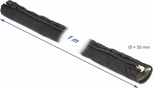 Tub mbrojtës EMI/EMV me zinxhir DeLOCK, 1 m, Ø 30 mm, rezistent ndaj nxehtësisë, i zi