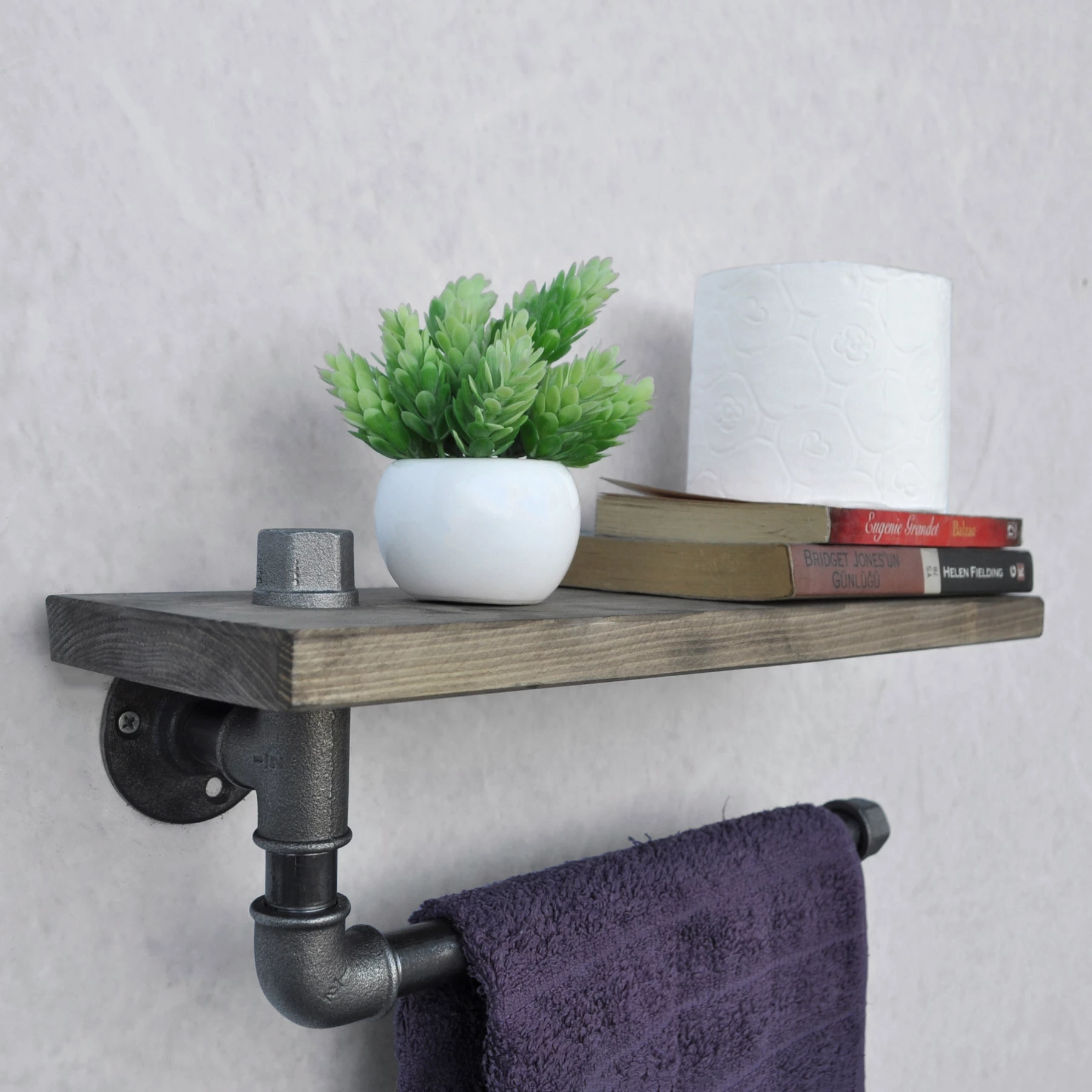 Raft muri me tub, ngjyrë e zezë dhe arre, Hanah Home, Boruraf035