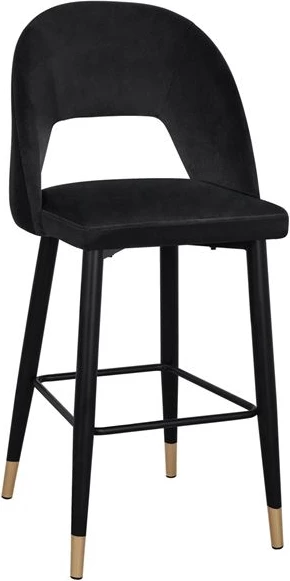 Karrige për bar Harper FH8526.04, kadife e zezë me kornizë metalike, 50Χ51Χ111cm, set prej 2 copë