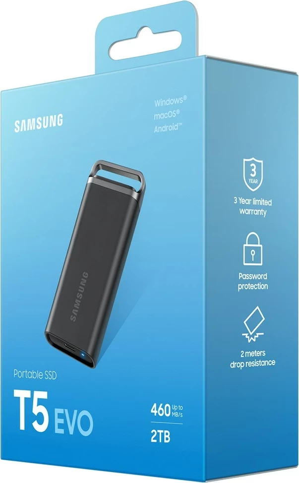 SSD portabël Samsung MU-PH2T0S, 2 TB, USB 3.2 Gen 1, Zi