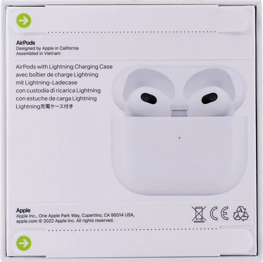Kufje Apple AirPods gjenerata e 3-të me kuti karikimi Lightning, të bardha