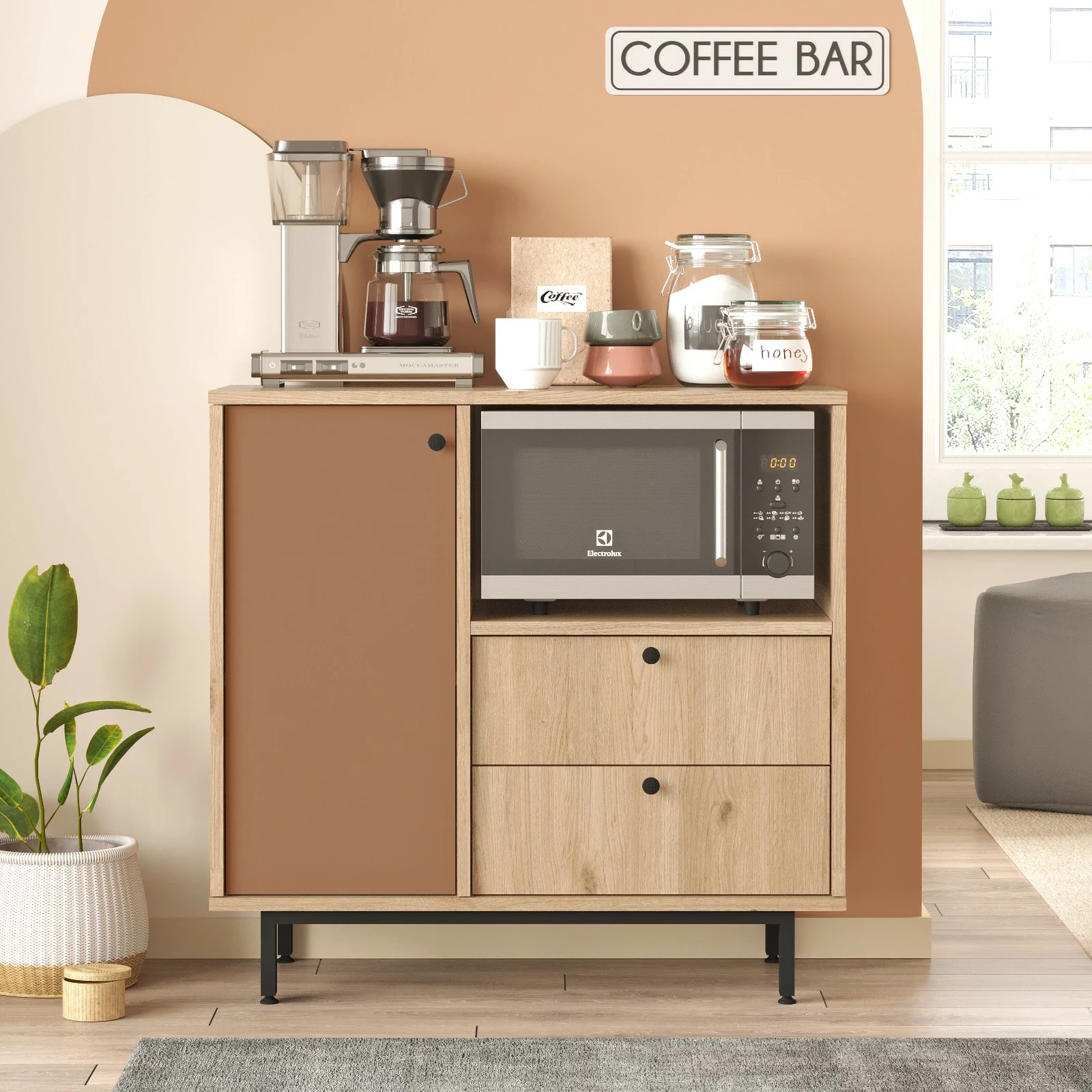 Dollap multifunksional, ngjyrë lis dhe e kuqe, Skye Decor, RE1-SK