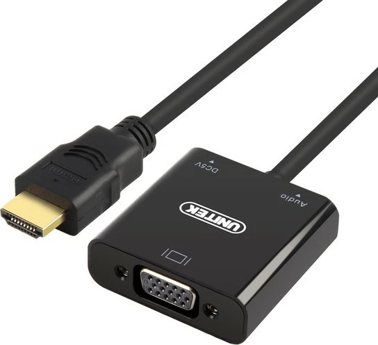 Adapter HDMI në VGA me audio Unitek Y-6333, i zi