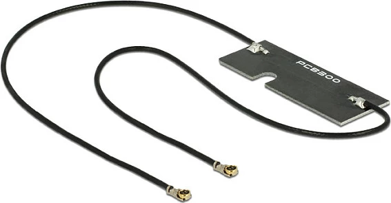 Antenë Wi‑Fi DeLOCK 89569, 5 dBi, dual-band 2.4/5 GHz, MHF, kabllo 15 cm, e zezë