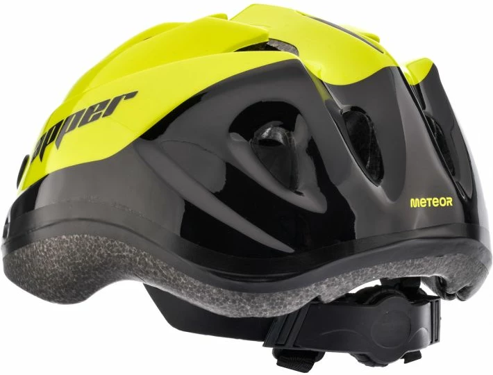 Helmetë biçiklete për fëmijë Meteor, e verdhë