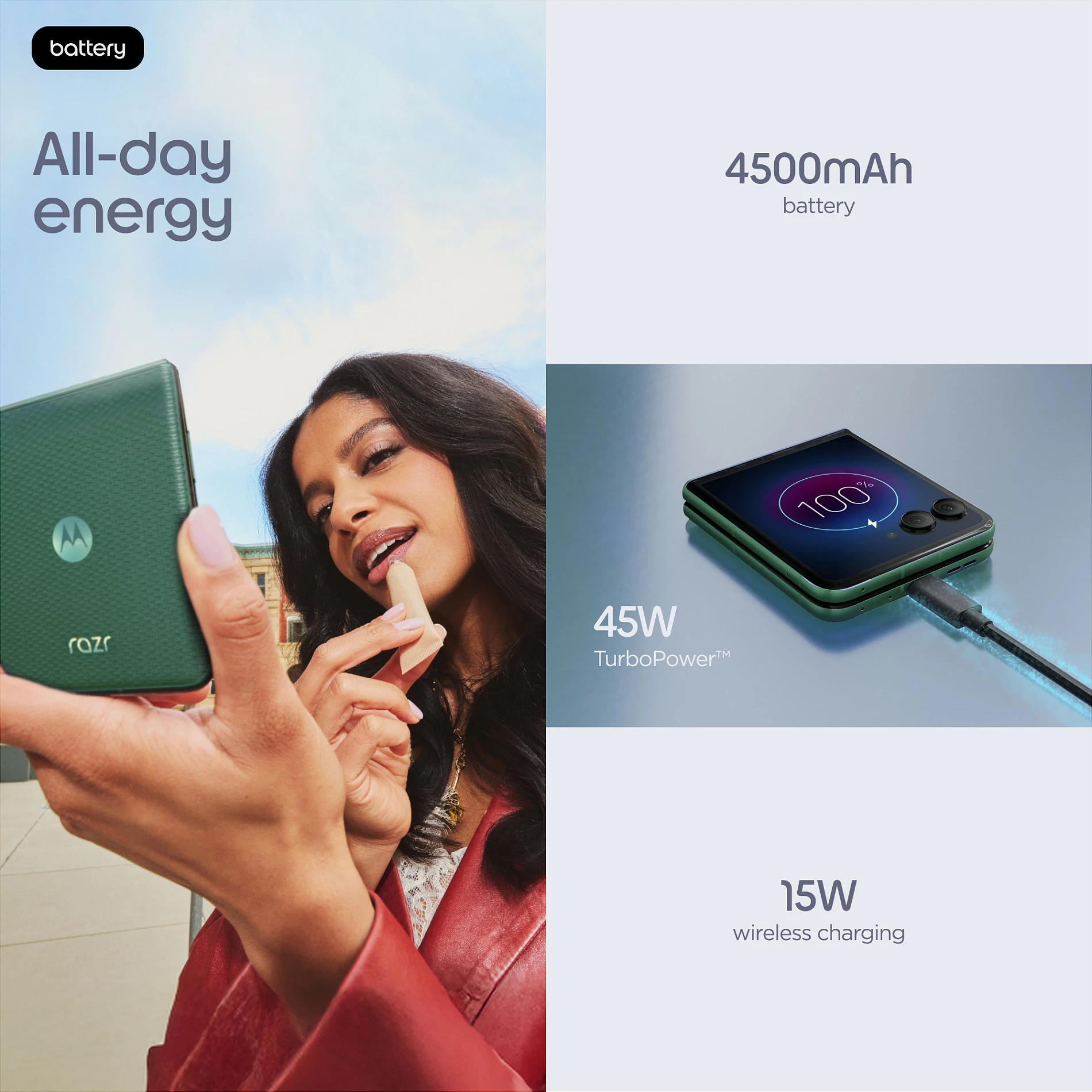 Celular Motorola razr 70 plus, 12GB RAM, 512GB, 6.9" palosës, 50MP, Dark Green