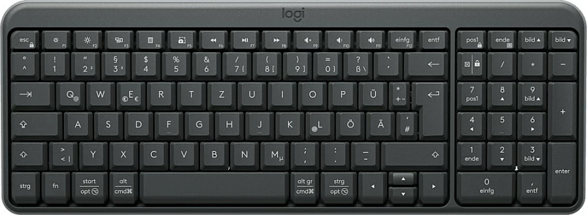 Tastierë wireless Logitech K250, QWERTZ gjermanisht, RF + Bluetooth, me numpad, Graphite