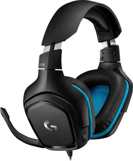 Headset lojrash, Logitech G432 (981-000770), DTS Headphone:X 7.1, drajvera 50 mm, USB + 3.5 mm, e zezë/blu