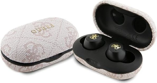 Kufje TWS Guess 4G Metal me dok stacion, Bluetooth 5.3, rozë