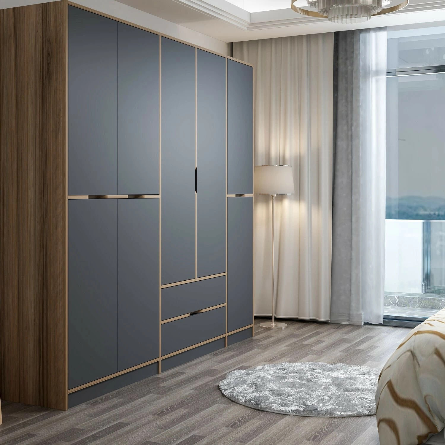 Dollap Hanah Home Elina, anthracite dhe dore, 232x208x52cm