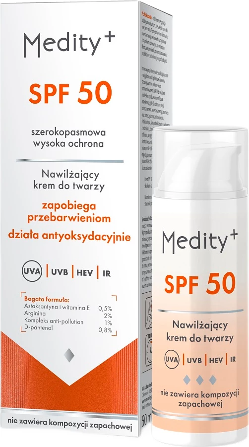Krem fytyre hidratues Medity+ SPF50, 50ml për femra