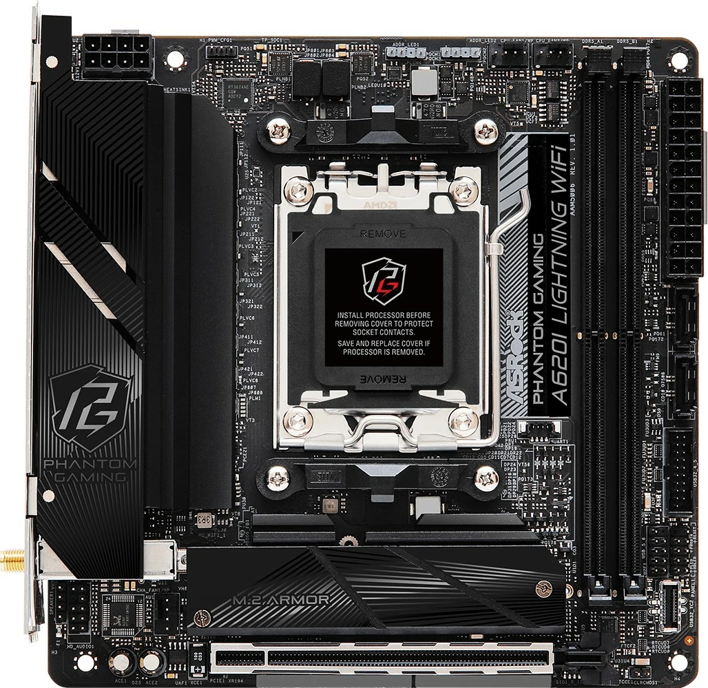 Pllakë amë ASRock A620I Lightning WiFi, AMD, Socket AM5, DDR5, 96 GB, e zezë