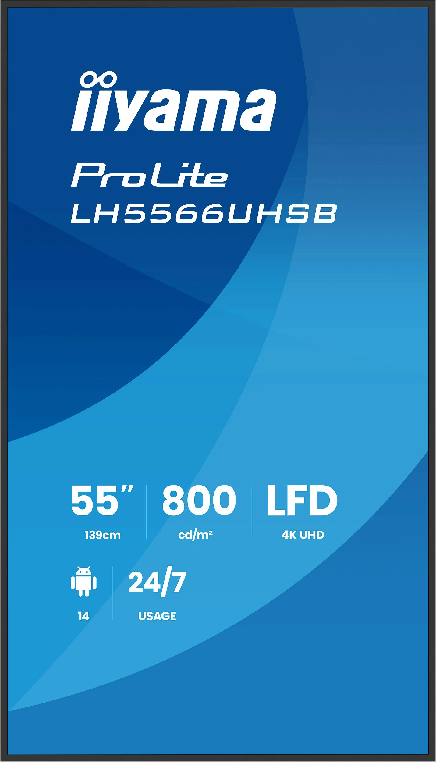 Ekran LFD iiyama ProLite LH5566UHSB-B1AG, 55", 4K UHD, 800 cd/m², Android 14, i zi