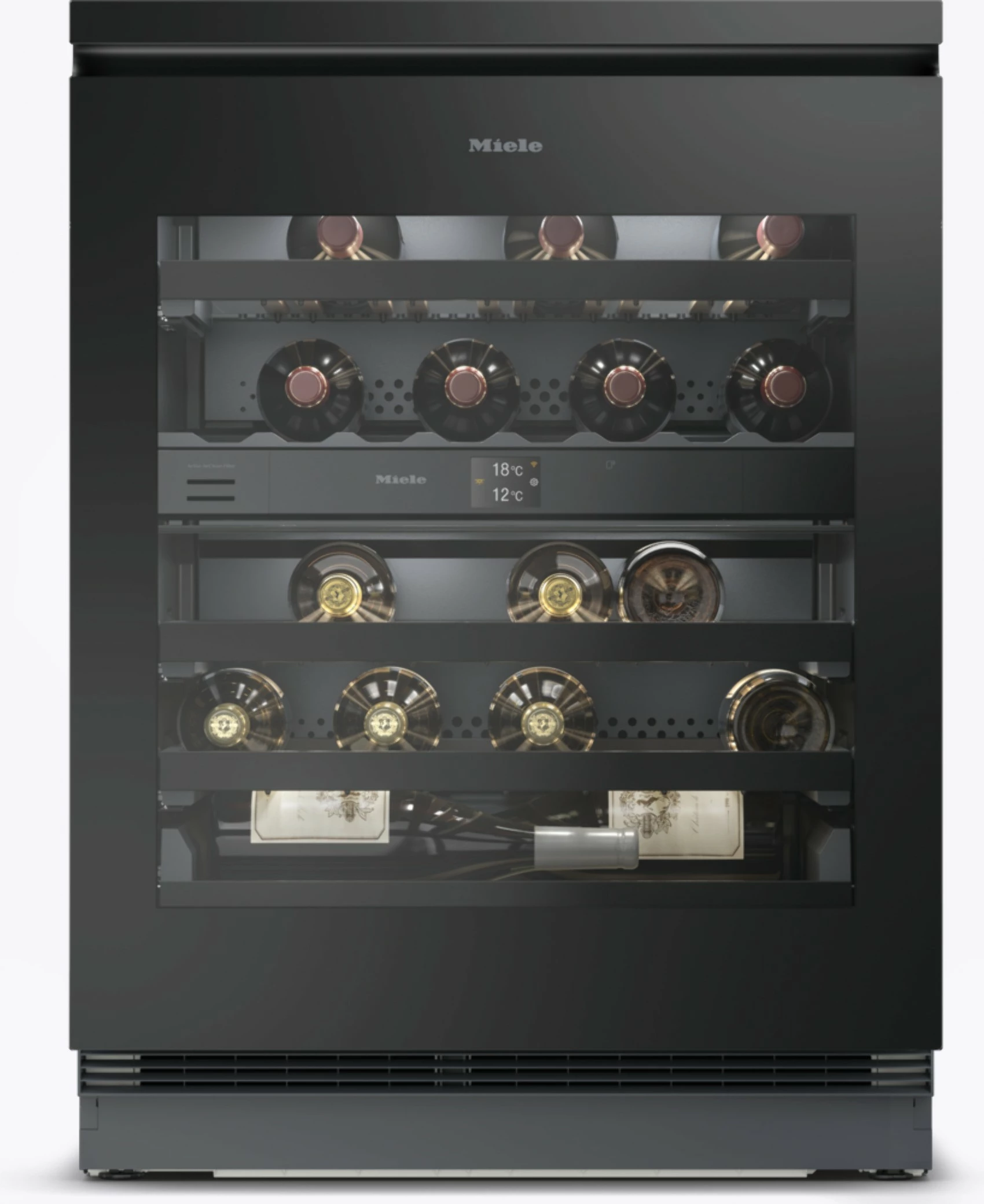 Frigorifer vere Miele KWTUS 7074 F, nën banak 82 cm, klasa e energjisë F, xham i zi obsidian